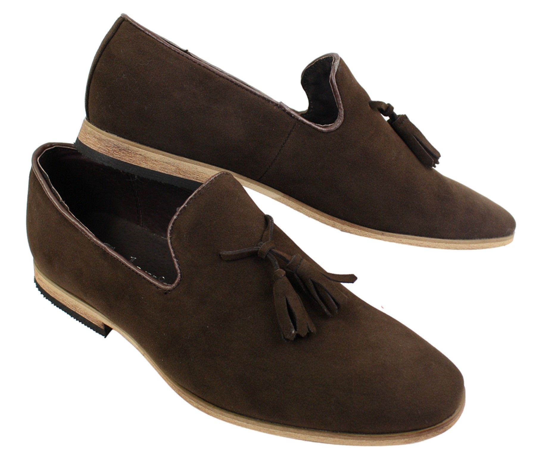 Herrloafers i mocka med tofsdesign, läder, svart komfort