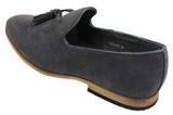 Herrloafers i mocka med tofsdesign, läder, svart komfort