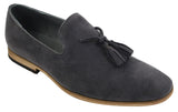 Herrloafers i mocka med tofsdesign, läder, svart komfort