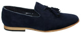 Herrloafers i mocka med tofsdesign, läder, svart komfort