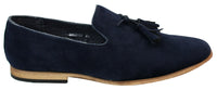 Herrloafers i mocka med tofsdesign, läder, svart komfort