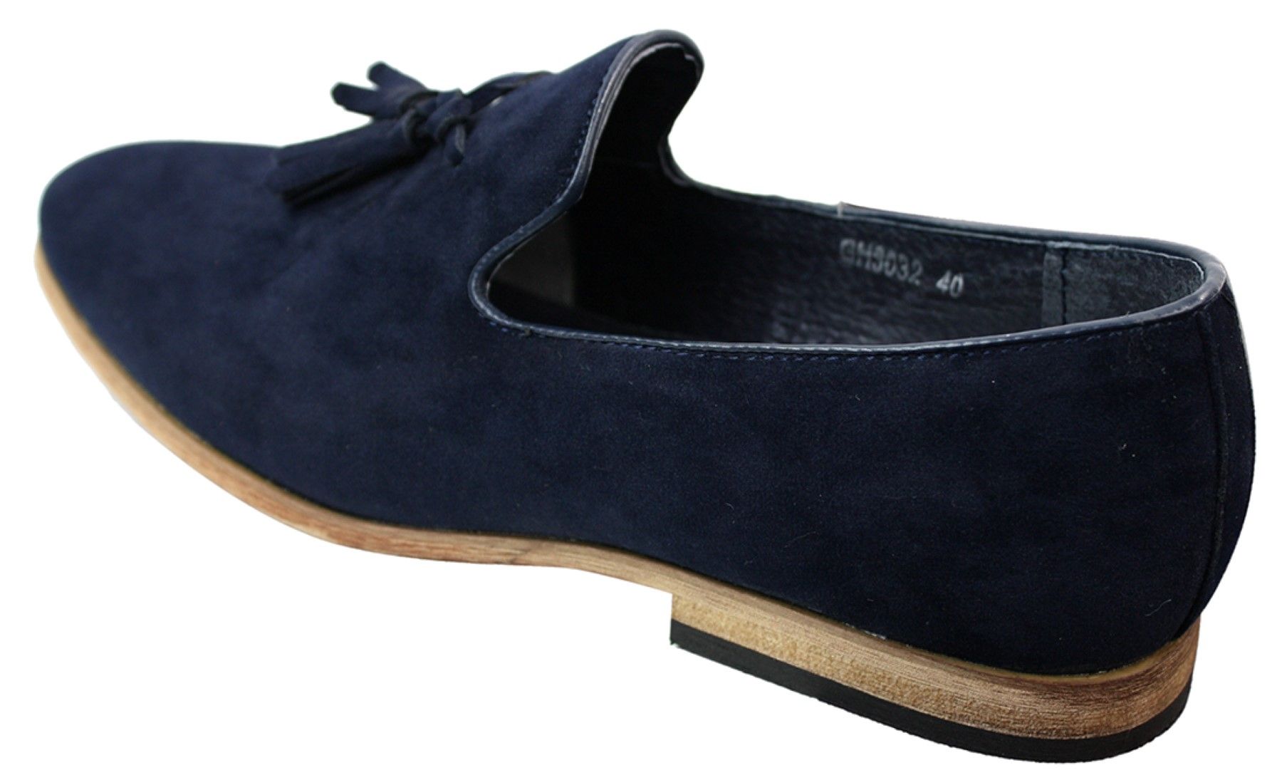 Herrloafers i mocka med tofsdesign, läder, svart komfort