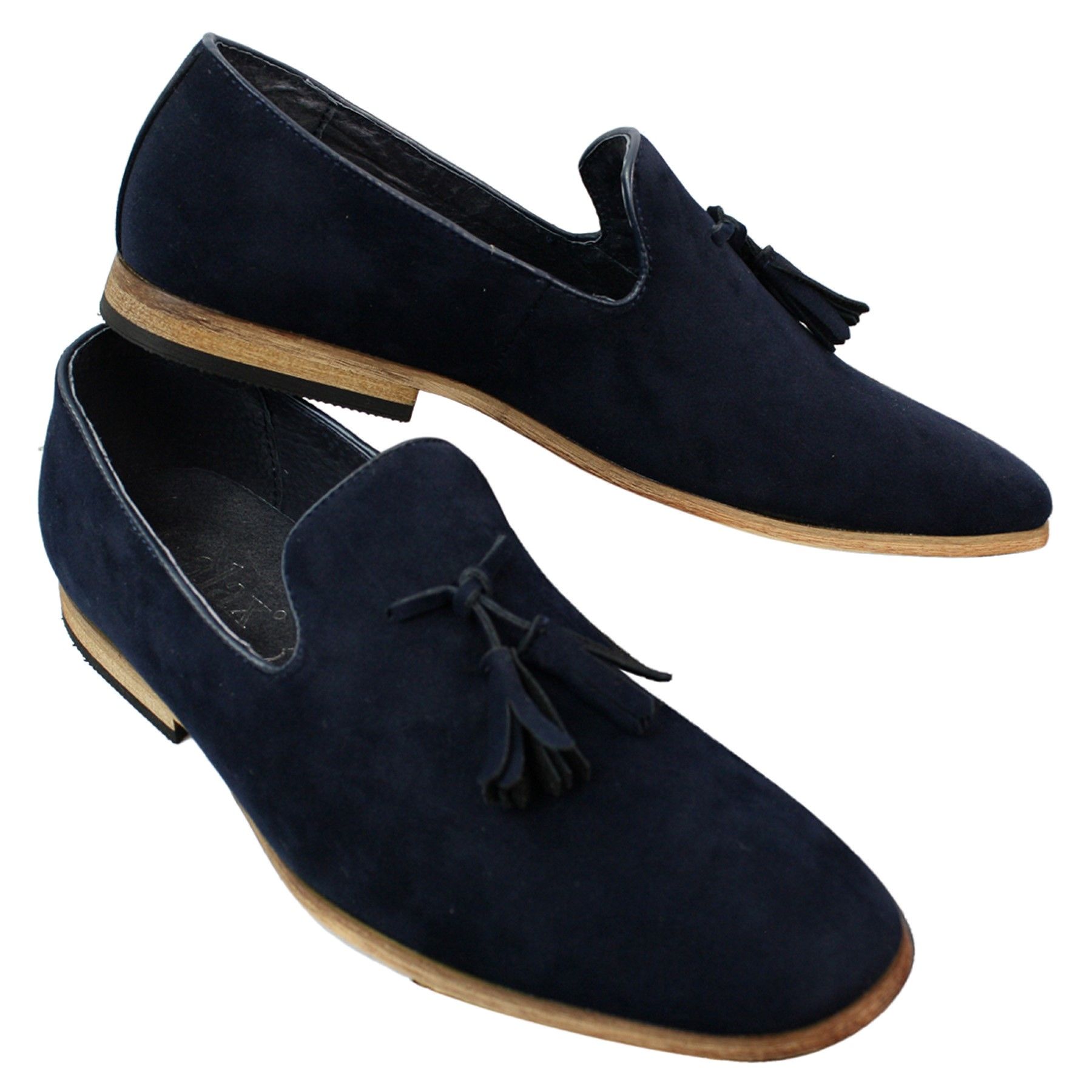 Herrloafers i mocka med tofsdesign, läder, svart komfort