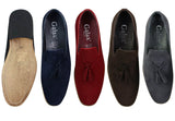 Herrloafers i mocka med tofsdesign, läder, svart komfort