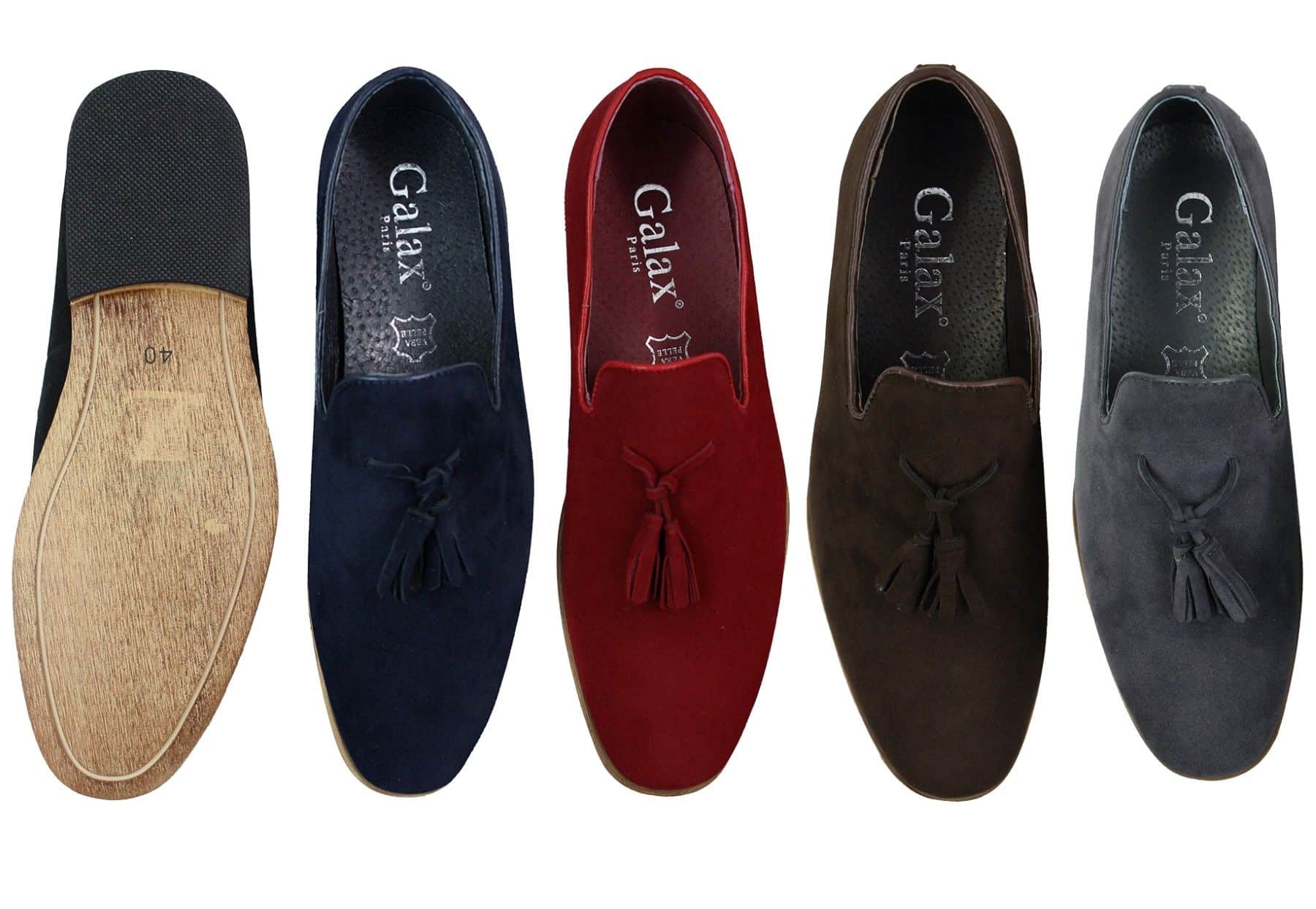 Herrloafers i mocka med tofsdesign, läder, svart komfort