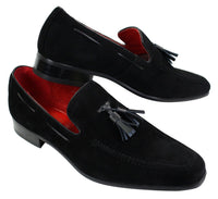 Herrloafers i mocka med tofsdesign i läder, smart casual