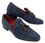 Herrloafers i mocka med tofsdesign i läder, smart casual