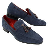 Herrloafers i mocka med tofsdesign i läder, smart casual