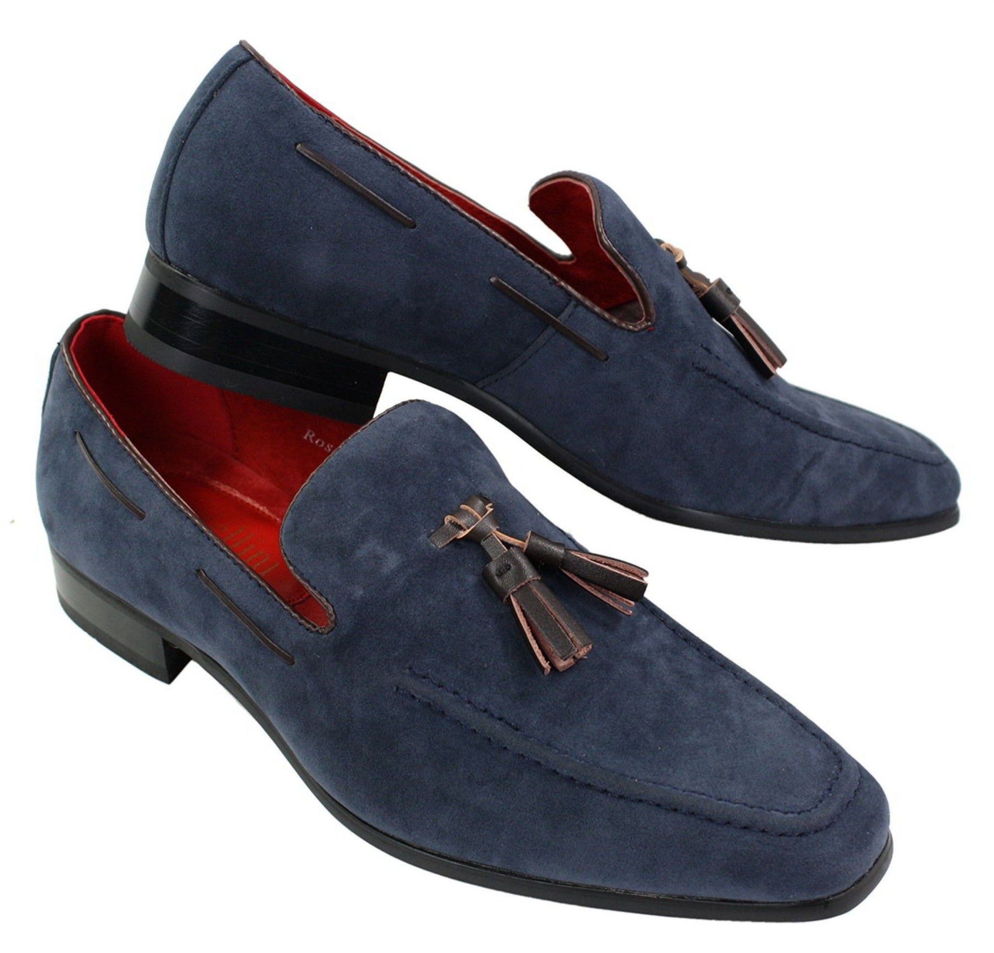 Herrloafers i mocka med tofsdesign i läder, smart casual
