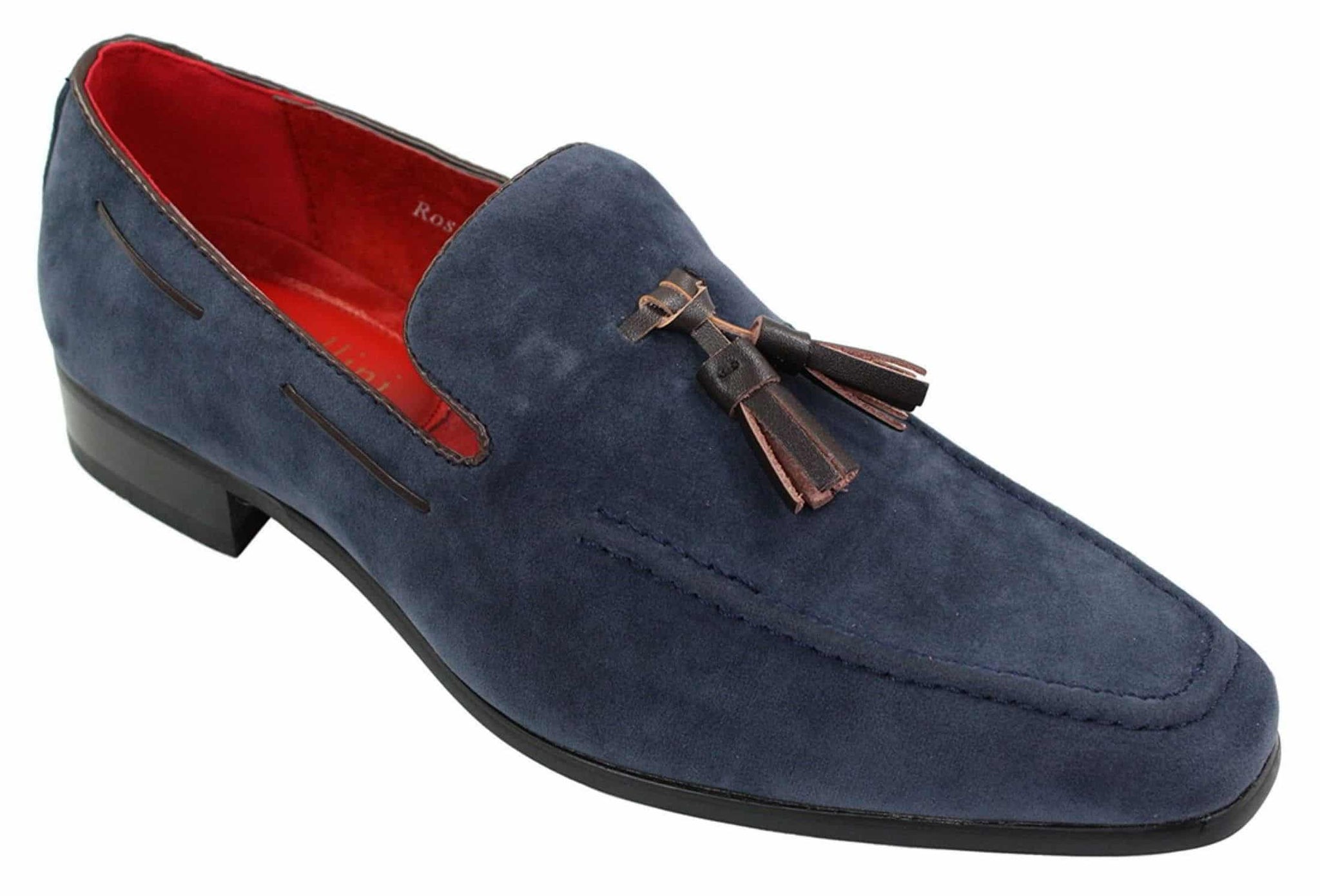 Herrloafers i mocka med tofsdesign i läder, smart casual