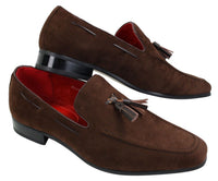 Herrloafers i mocka med tofsdesign i läder, smart casual