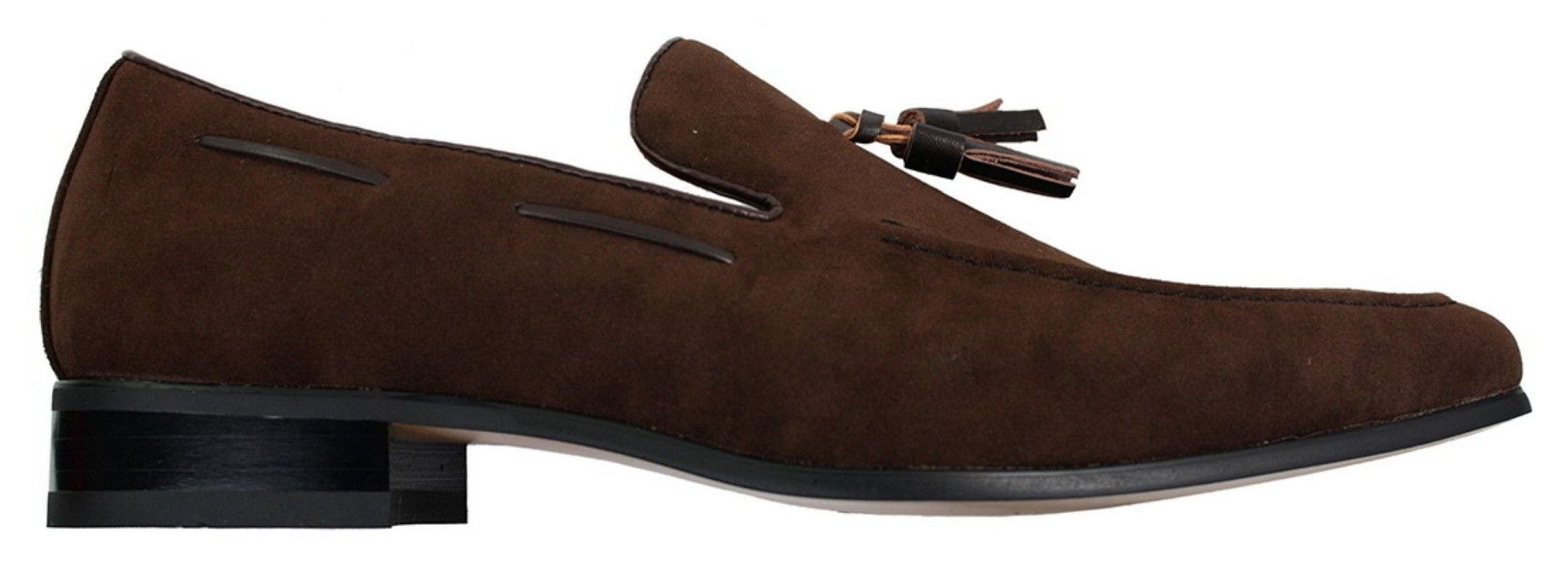 Herrloafers i mocka med tofsdesign i läder, smart casual
