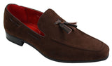 Herrloafers i mocka med tofsdesign i läder, smart casual