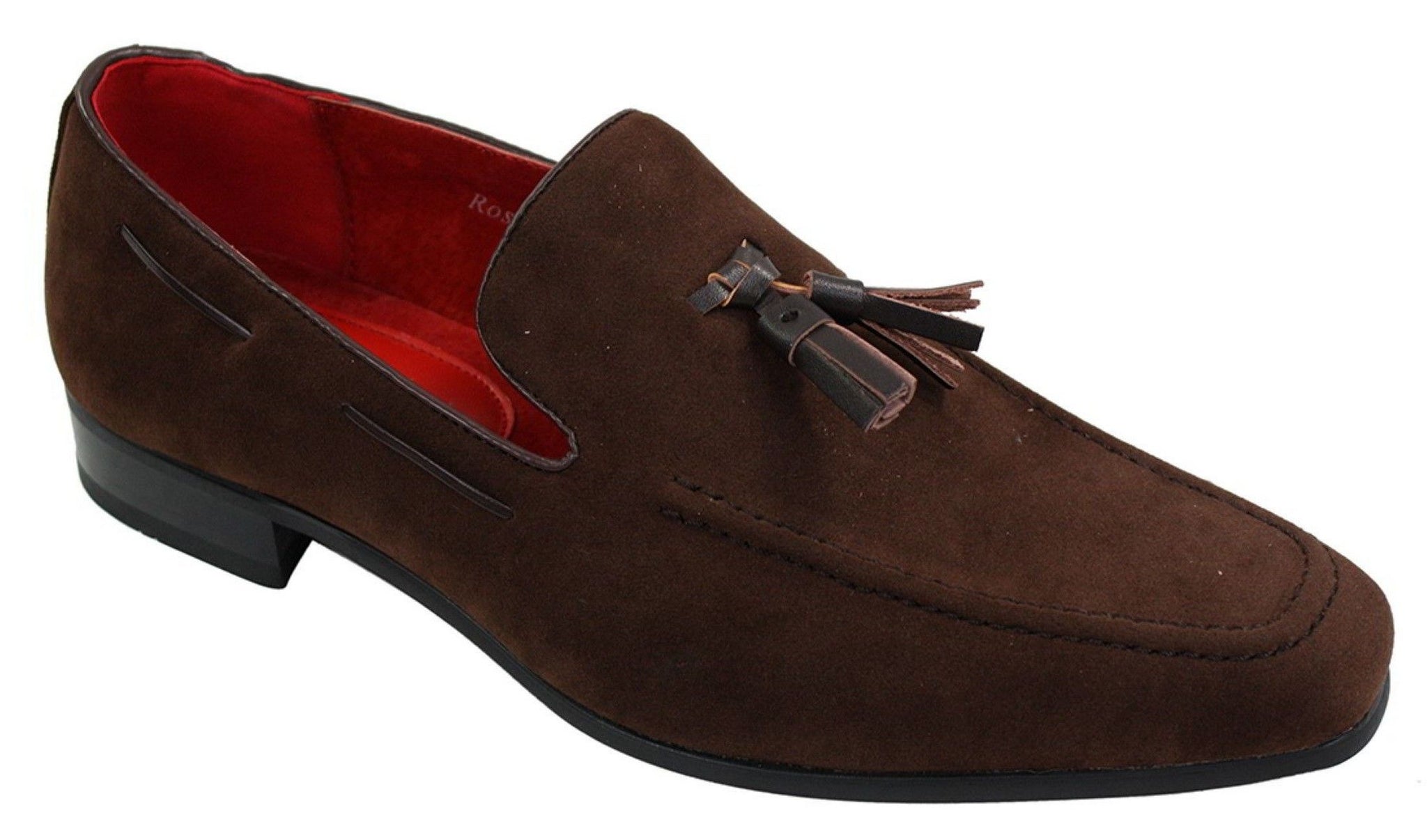 Herrloafers i mocka med tofsdesign i läder, smart casual