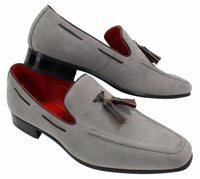 Herrloafers i mocka med tofsdesign i läder, smart casual