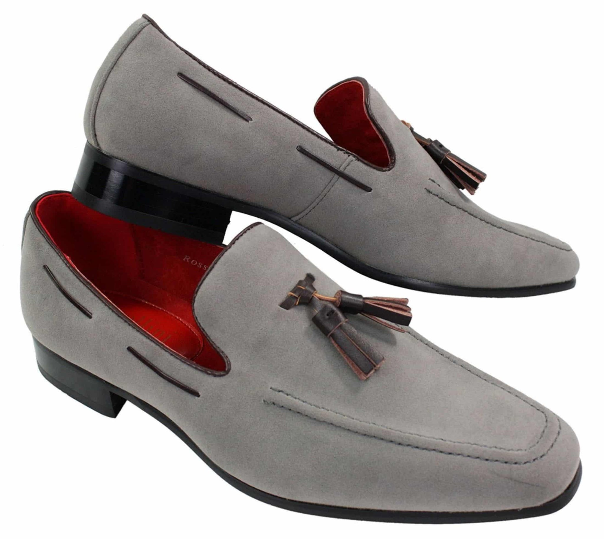 Herrloafers i mocka med tofsdesign i läder, smart casual