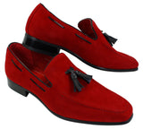 Herrloafers i mocka med tofsdesign i läder, smart casual