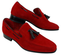 Herrloafers i mocka med tofsdesign i läder, smart casual