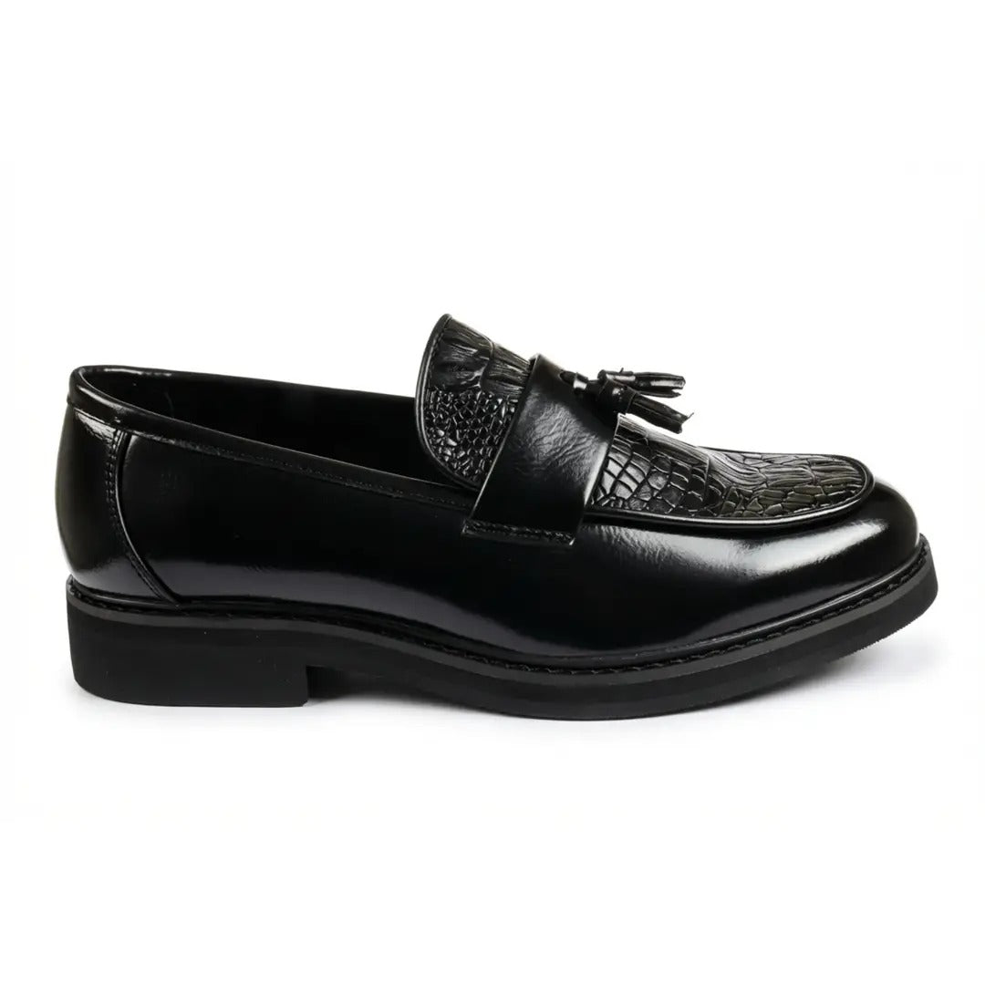 Herrloafers med tofs och struktur, texturerad sula
