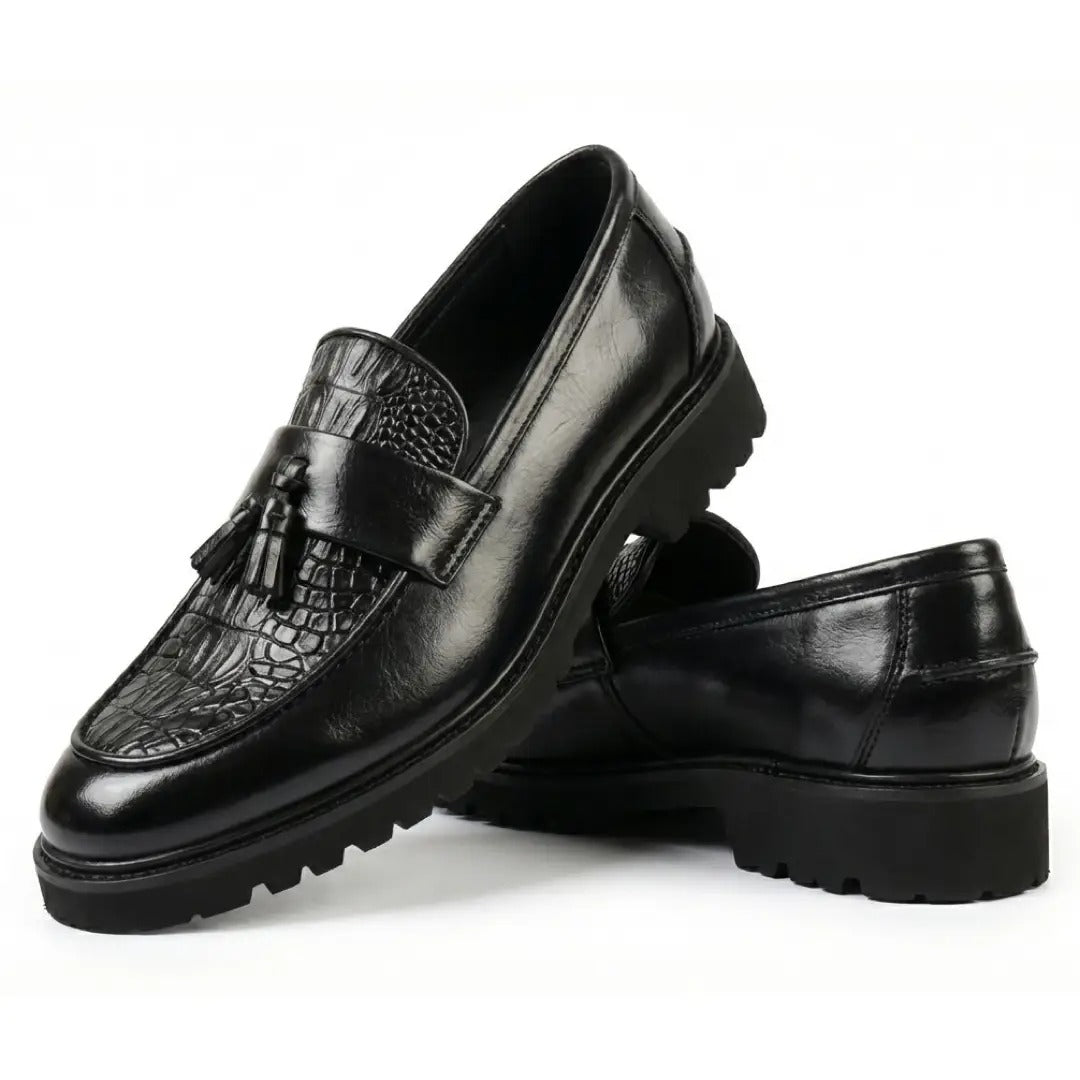 Herrloafers med tofs och struktur, texturerad sula