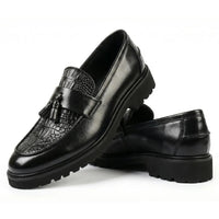 Herrloafers med tofs och struktur, texturerad sula