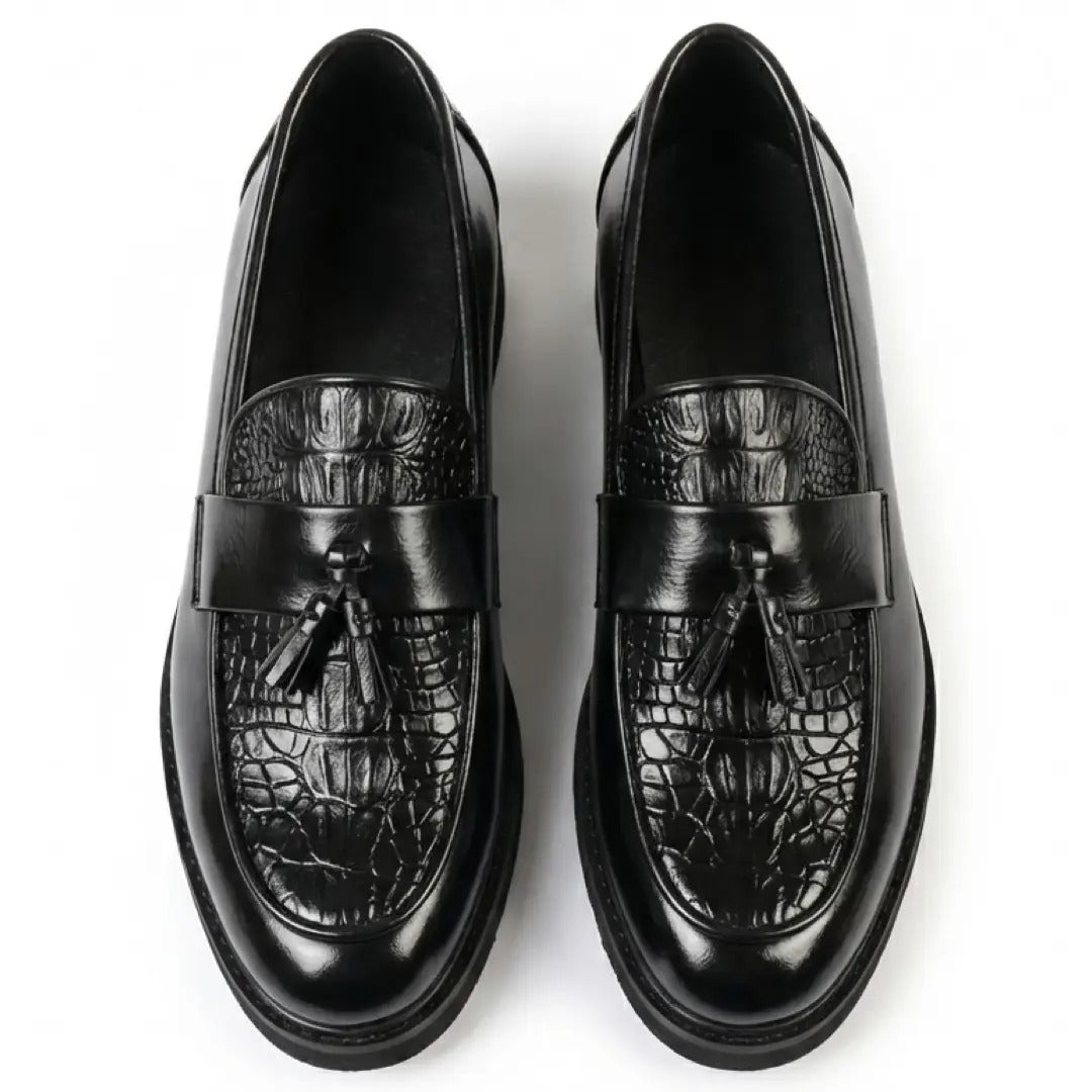 Herrloafers med tofs och struktur, texturerad sula