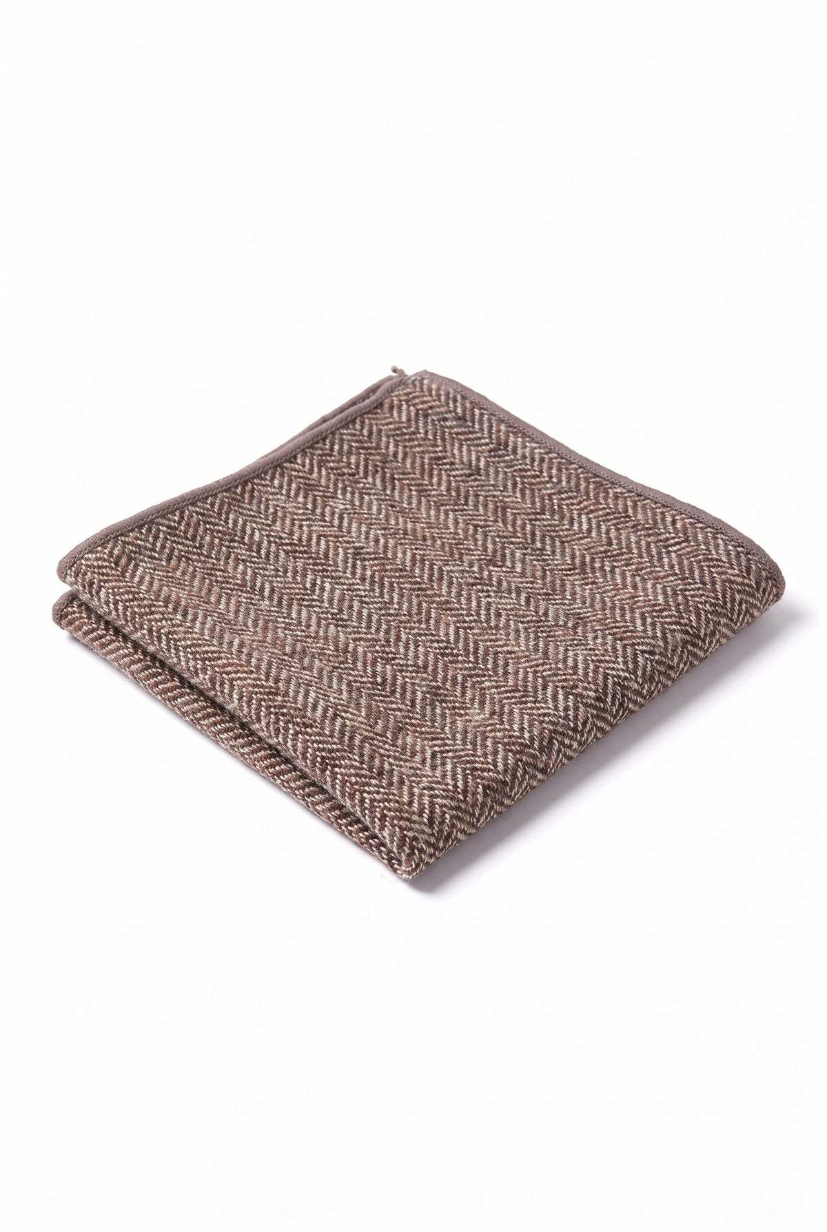Herrnäsduk i taupe tweed i ullblandning