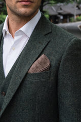 Herrnäsduk i taupe tweed i ullblandning