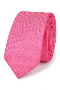 Herrslips med ficka, fyrkantig set, formell enfärgad slips - fuchsia