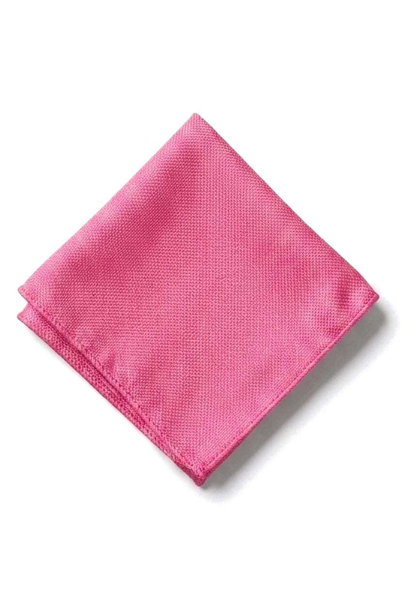 Herrslips med ficka, fyrkantig set, formell enfärgad slips - fuchsia