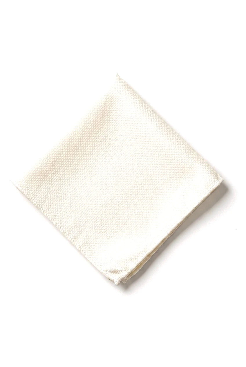 Herrslips med ficka, fyrkantig set, formell enfärgad slips - Elfenben