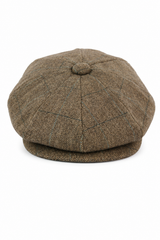 Herrkeps i tweed med rutor och Peaky Blinders-motiv
