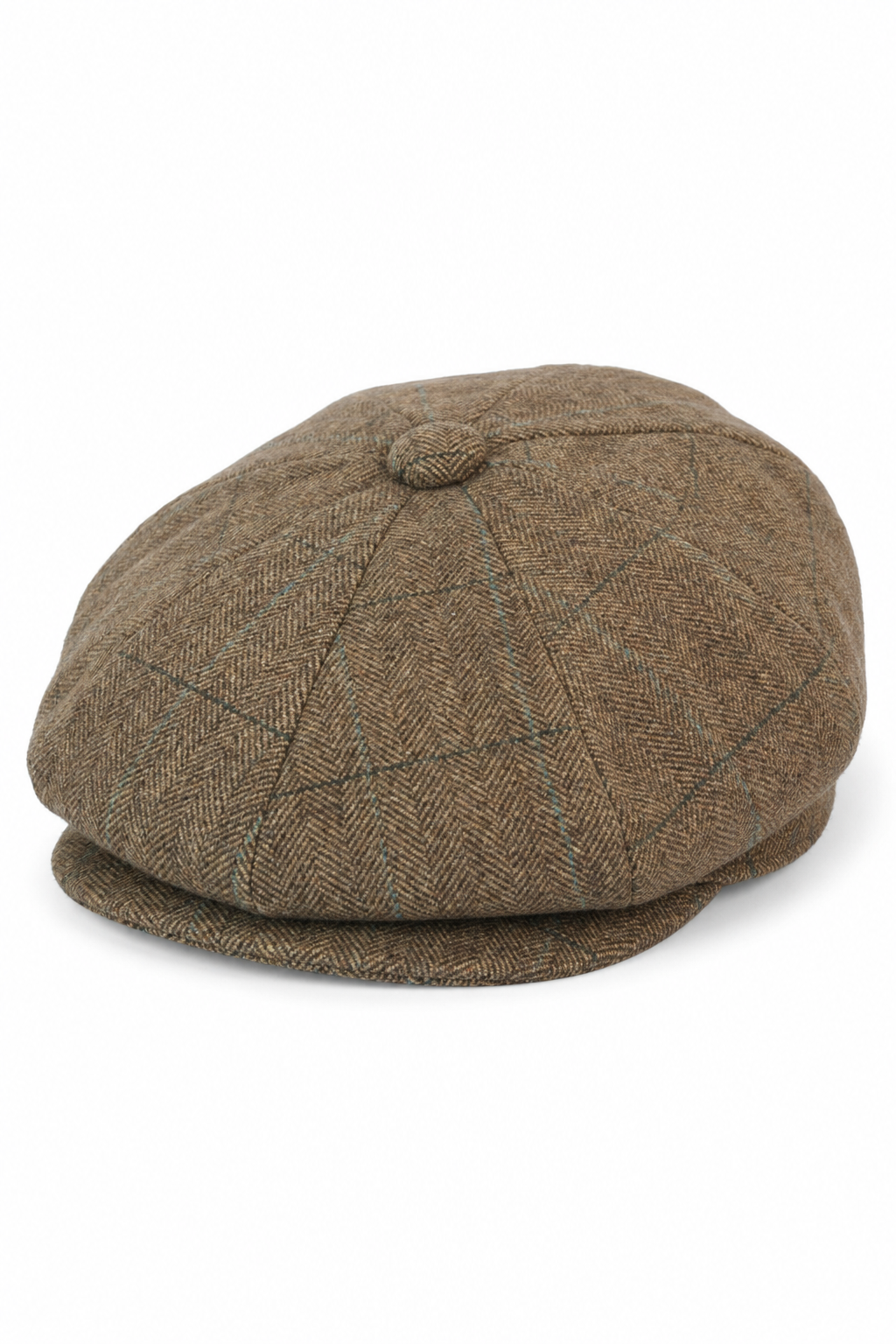 Herrkeps i tweed med rutor och Peaky Blinders-motiv