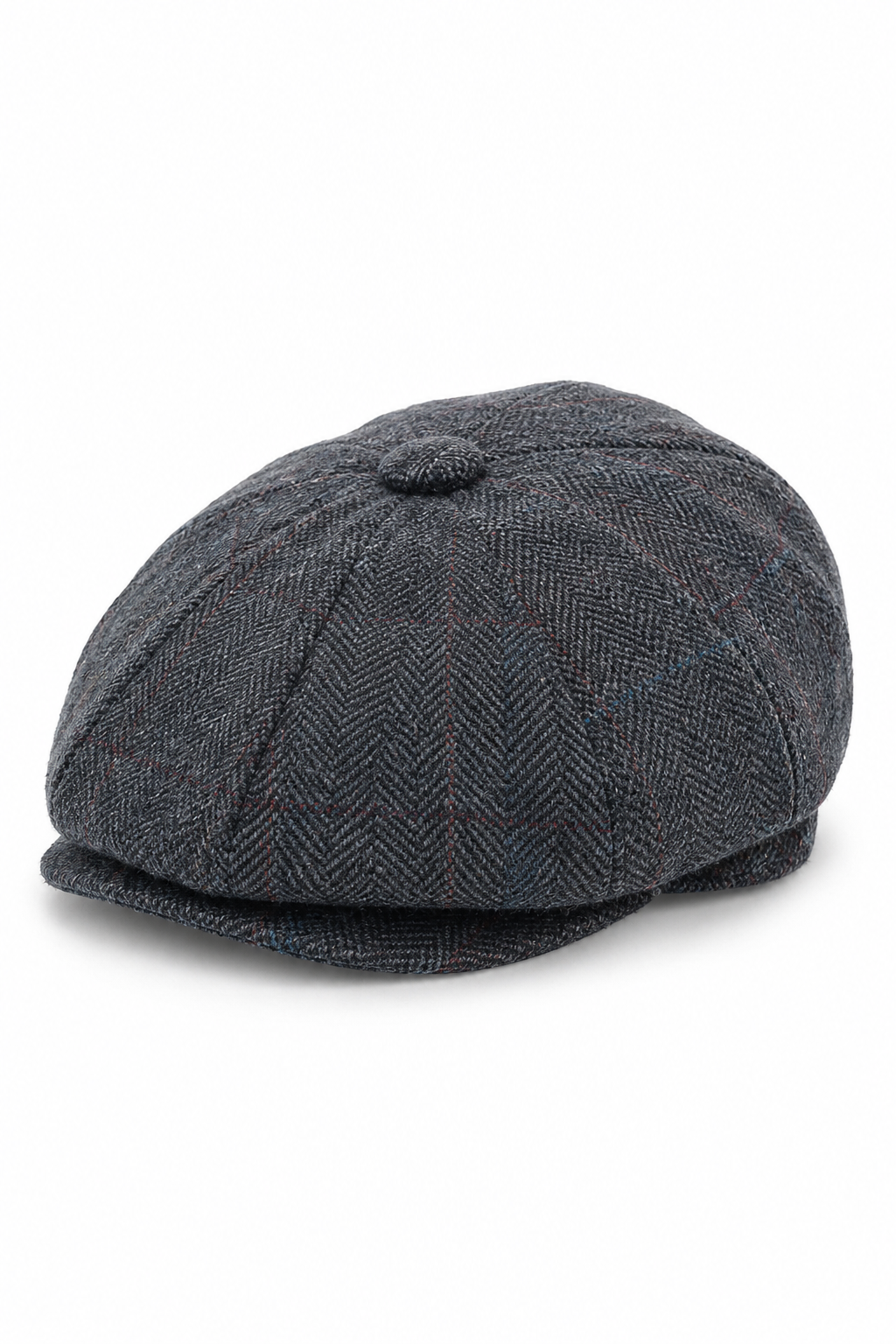 Herrkeps i tweed med rutor och Peaky Blinders-motiv