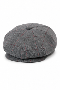Herrkeps i tweed med rutor och Peaky Blinders-motiv