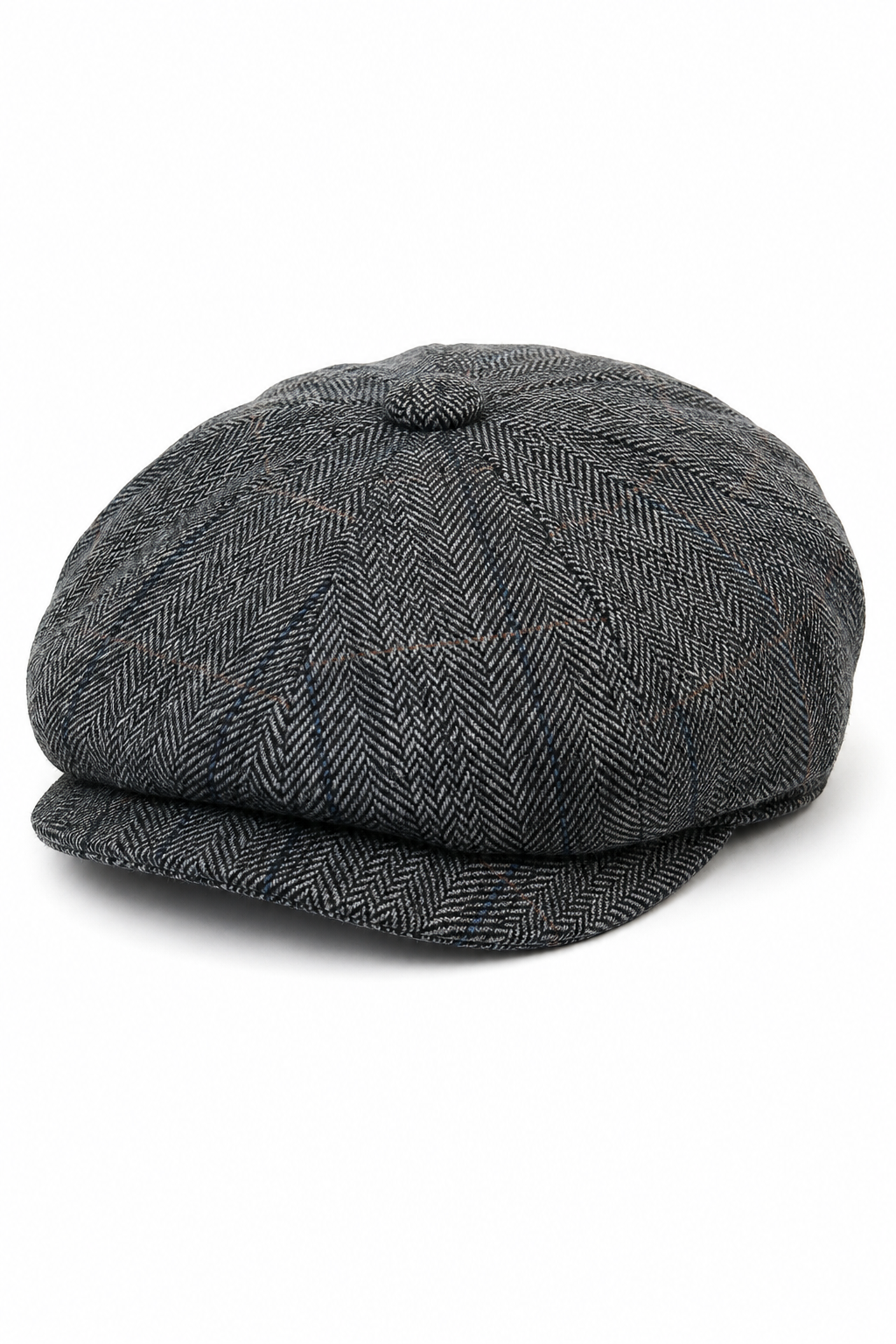 Herrkeps i tweed med rutor och Peaky Blinders-motiv