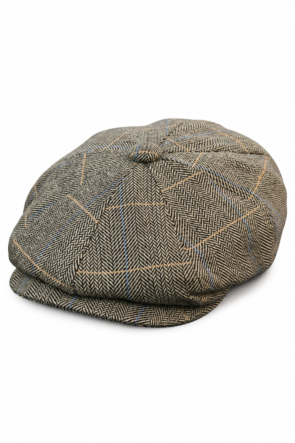 Herrkeps i tweed med rutor och Peaky Blinders-motiv