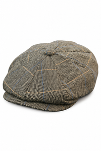 Herrkeps i tweed med rutor och Peaky Blinders-motiv