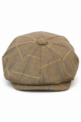 Herrkeps i tweed med rutor och Peaky Blinders-motiv