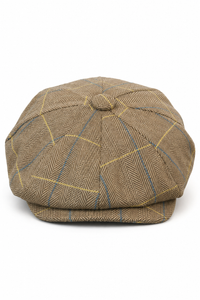 Herrkeps i tweed med rutor och Peaky Blinders-motiv