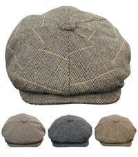 Herrkeps i tweed med rutor och Peaky Blinders-motiv