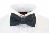 Herrflugor i tweed med fiskbensmönster och textur, Marc Darcy, vintage, retro, Eton, marinblå