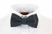 Herrflugor i tweed med fiskbensmönster och textur, Marc Darcy, vintage, retro, Eton, marinblå