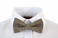 Herrfluga i tweed med fiskbensmönster och textur, Marc Darcy, vintage, brun