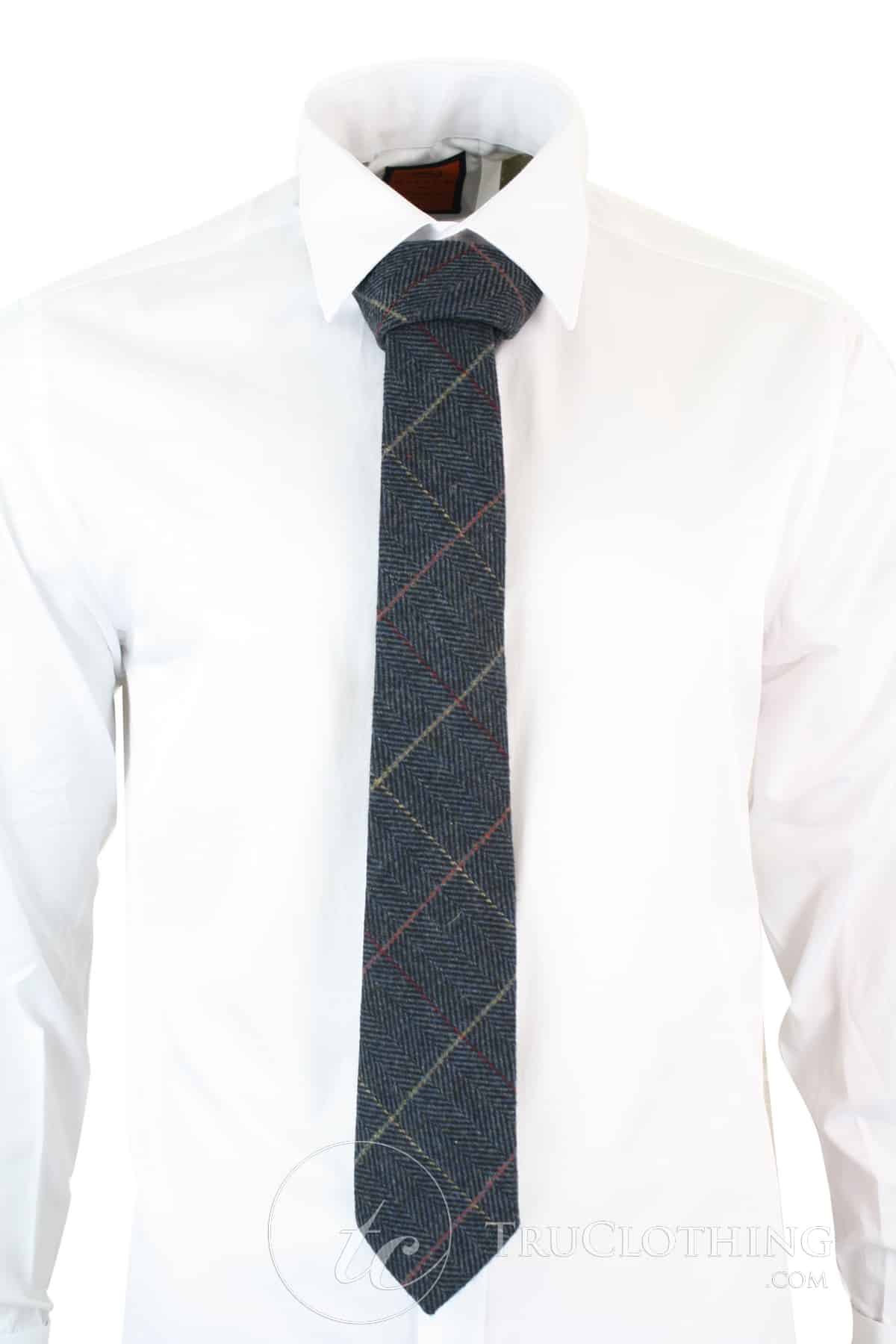 Herrslips i tweed med fiskbensmönster, texturerad Marc Darcy, klassisk vintage, retro, Scottblå
