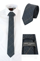 Herrslips i tweed med fiskbensmönster, texturerad Marc Darcy, klassisk vintage, retro, Scottblå