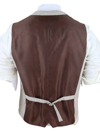 Herr Vintage Cremefärgad Väst med Fickur