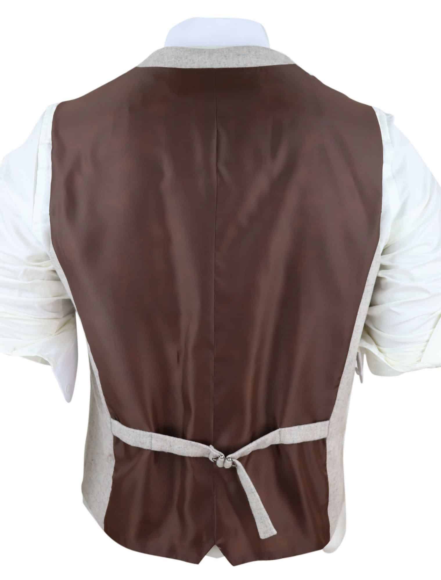 Herr Vintage Cremefärgad Väst med Fickur