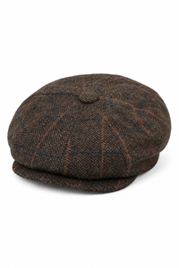 Herrhatt i vintage-tweed med Peaky Blinders-motiv