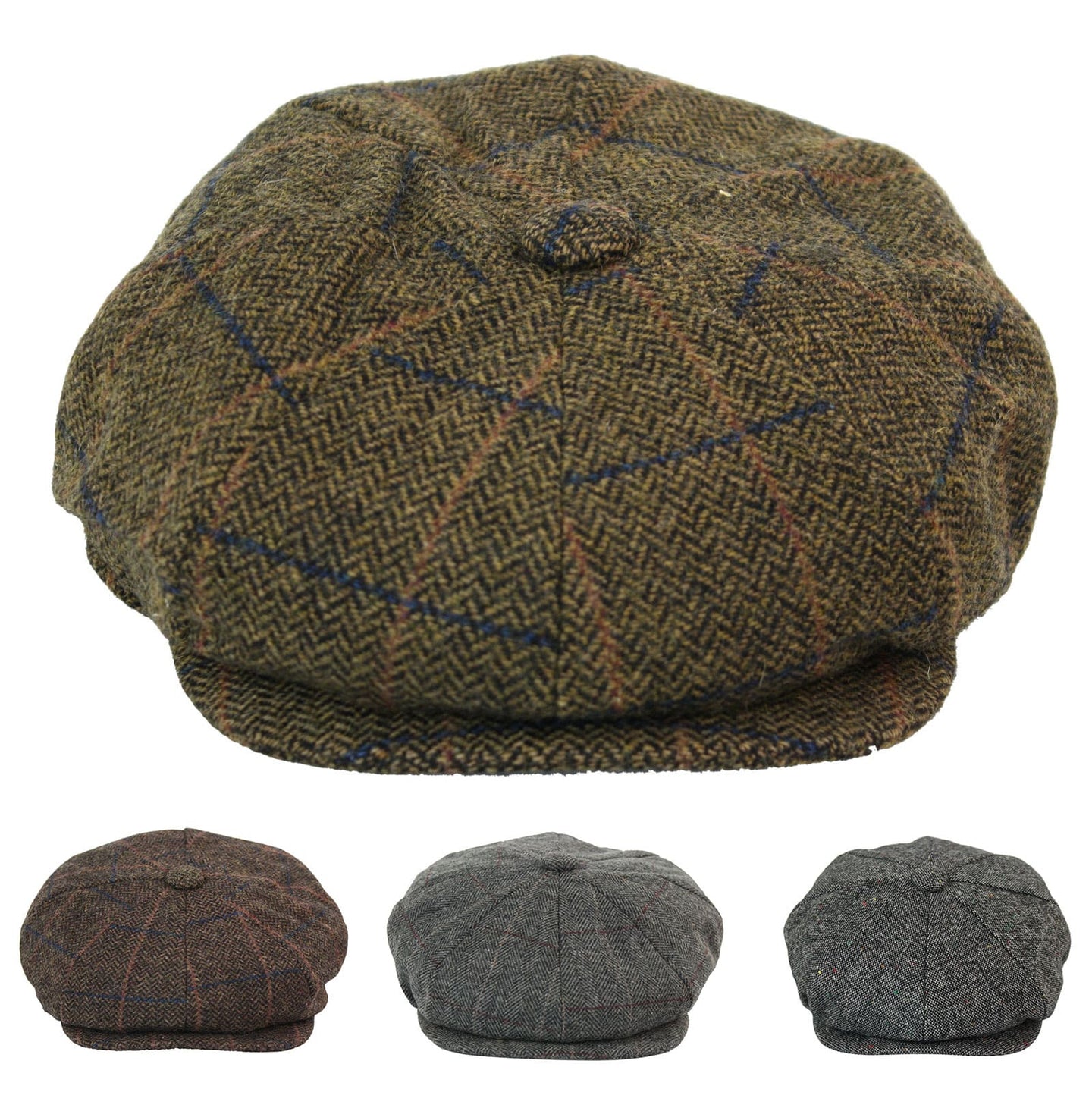 Herrhatt i vintage-tweed med Peaky Blinders-motiv